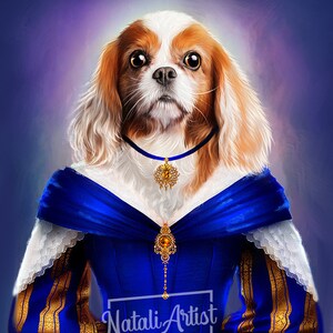 Custom Pet Portrait Painting Canvas, Royal Pet King Portrait, Printable Digital Art, Renaissance Dog Portrait from Photo ,Remembrance Design