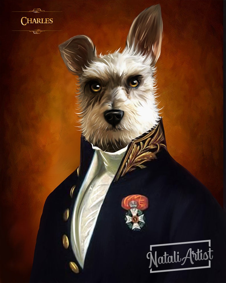 Custom pet portrait, royal pet portrait, father's day gift pet regal, ...