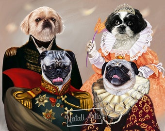 Custom Royal Dog Portrait Art Print for Pet Lovers - Queen Princess Lady - Custom Dog Illustration - Pet Portraits