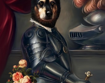 Custom Renaissance Pet Portrait - Royal Knight Animal Painting