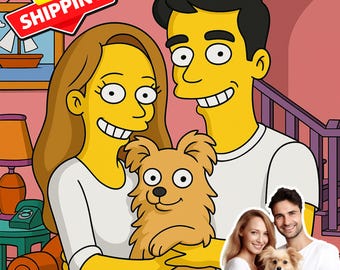 Custom Simpsons Family Portrait , Personalized Simpsons portrait, Perfect Gift for Simpsons Fans,  Custom Simpsons portrait , Simpsons gift
