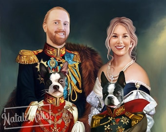 Father Son Painting Portrait from Photo, Custom Father's Day Gift Custom Pet Portraits, Royal pet Portrait, Renaissance pet