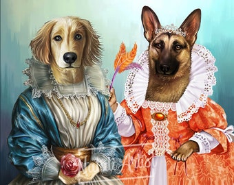 Retratos personalizados de animais de estimação renascentistas Opções vintage reais e clássicas para um presente único e majestoso