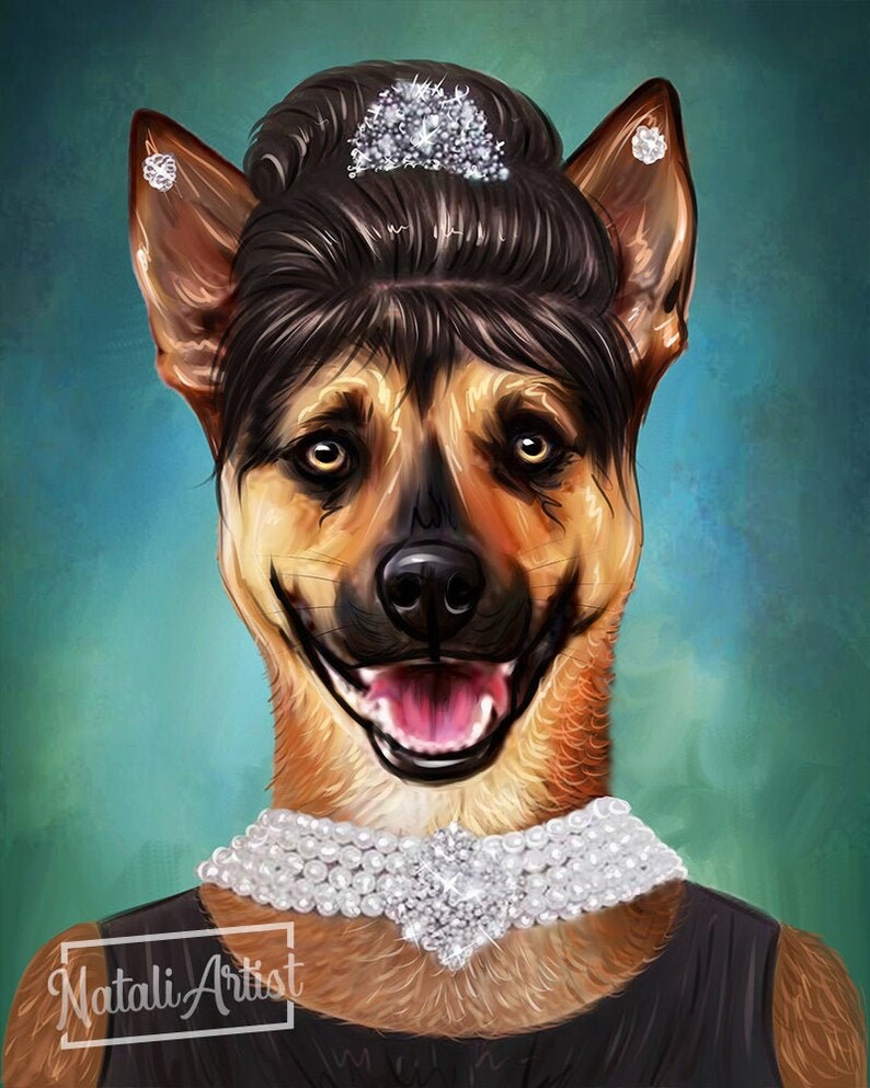 Personalized Christmas Gift Southern Belle Painting from Photo Custom Dog Painting