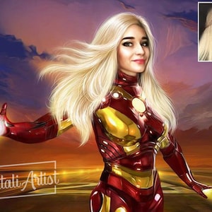 Custom Cartoon Superhero Portrait - Gift for Him - Portrait from Your Photo