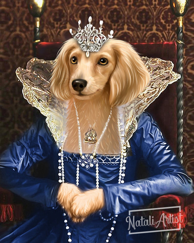 Regal Dog Portrait Custom Pet Portrait Royal Pet Portrait Etsy