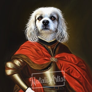 Custom Royal Pet Portrait Digital and Canvas Print Personalized Portrait for Dogs Cats and Other Animals - Renaissance Style Pet Portrait