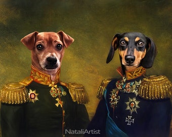Custom Pet Portrait Military Renaissance  Personalized Canvas Options