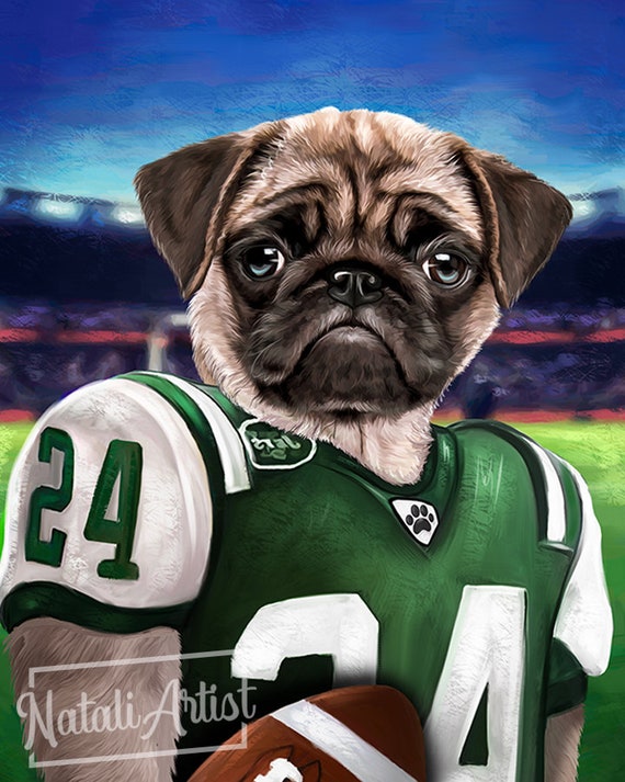 American Football Pet Portrait Gift for Him Custom Sport 