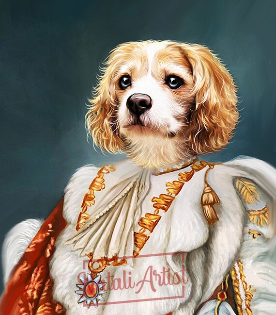 Poster Personalizzato Con Foto Del Tuo Animale Domestico – Ritratto Reale Stile Re/Regina – Prodotto In Germania (Royal R04)