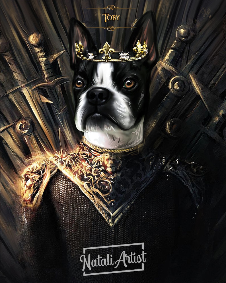 Custom Royal Pet Portrait Painting Personalized Regal-style Family ...