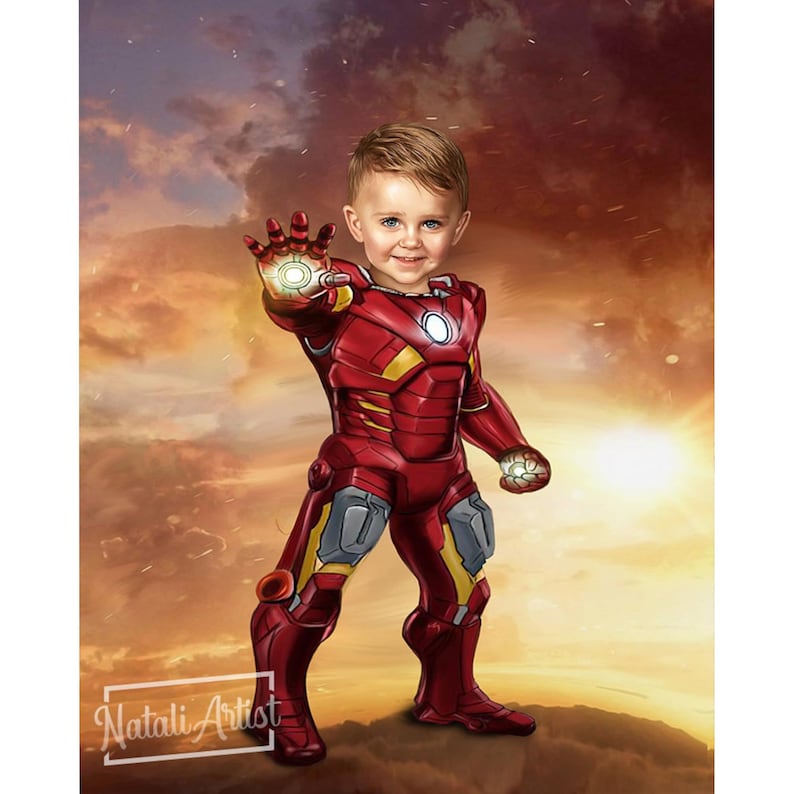 Custom Iron Man Child Portrait – Superhero Wall Art from Photo image 1