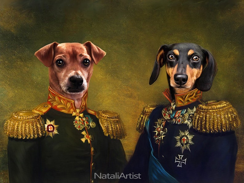 Funny Pet Lover Gift Pet Portrait Royal Renaissance Animal Painting Custom Dog Portrait