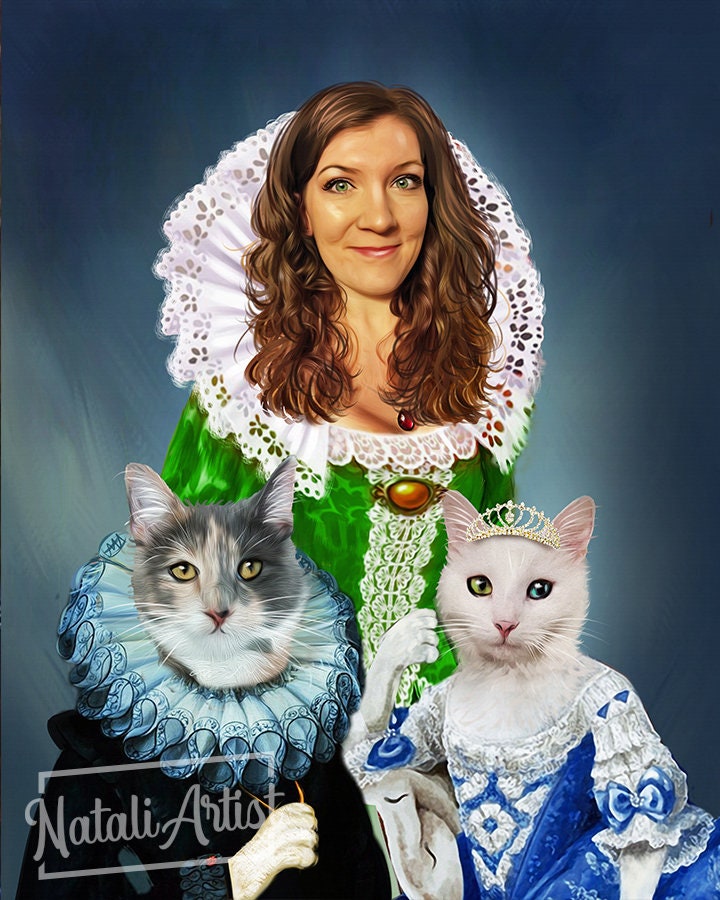 Custom Pet Portrait Royal Pet Portrait Vintage Pet Etsy