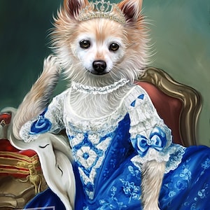 Custom Royal Pet Portrait, Pet Lovers Gift, Renaissance Dog Painting, Pet Loss Gift, Royal Portrait, Pet Portrait gift, Animal painting