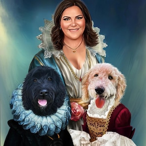Christmas Pet Portrait, Royal Pet Portrait,Pet Portrait gift, Animal painting, Family portrait, Christmas Gift