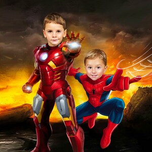 Custom Iron Man Child Portrait – Superhero Wall Art from Photo image 7