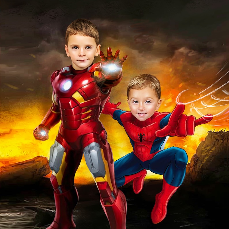 Custom Iron Man Child Portrait – Superhero Wall Art from Photo image 7