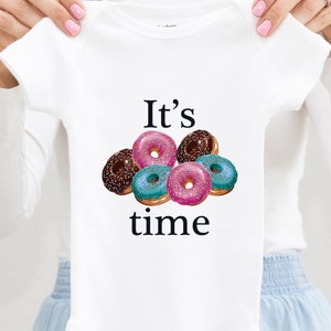Funny Baby Onesie® Doughnut Birthday Shirt, It&#39;s Donut Time Toddler Shirt, Funny Baby Shower Gift, Cute Newborn Baby Clothes Infant Bodysuit