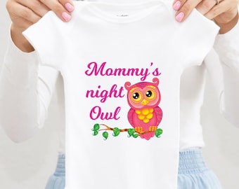 Owl Baby Onesie® Mommy’s Night Owl Toddler Shirt, Animal Baby Clothes, Funny Baby Shower Gift, Cute Girl Newborn Outfit, Baby Girl Bodysuit