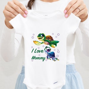 I Love My Mommy Onesie®, Sea Turtle Shirts for Kids, First Mothers Day Gift from Baby to Mom, Sea Animal Baby Shower Gift, Cute Baby Clothes