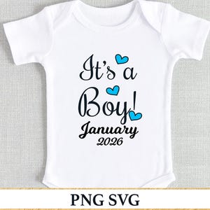 It&#39;s a Boy PNG, Baby Gender Reveal SVG, Due Date Custom Baby Announcement to Grandparents Digital, Baby Boy Coming Soon Svg, Blue Hearts