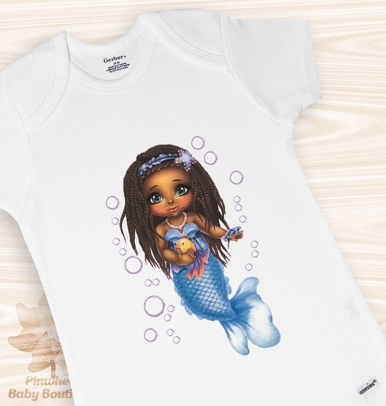 Sale Onesie Mermaid Onesie African American Baby Girl Clothes Newborn Girl Onesie Cute Baby Onesie Mermaid Birthday Outfit 18 Months