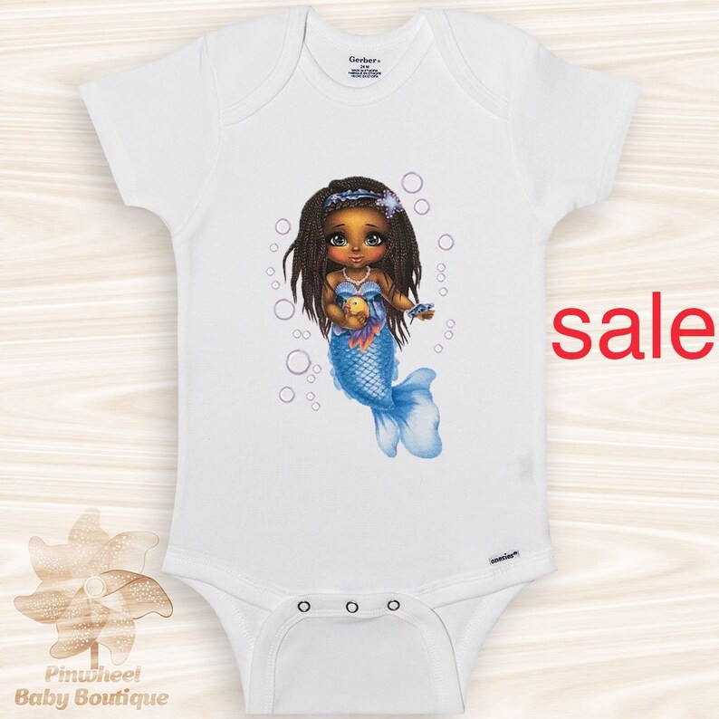 Sale Onesie Mermaid Onesie African American Baby Girl Clothes Newborn Girl Onesie Cute Baby Onesie Mermaid Birthday Outfit 18 Months