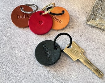 Llavero de cuero/dije de bolso con grabado, nombre, colgante de cuero, llavero, correa de cuero, regalo vintage para él, personalizable