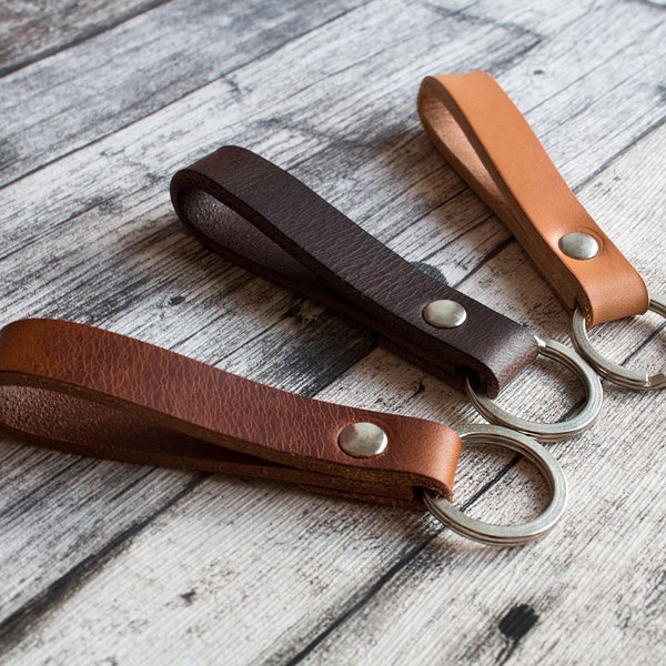 Leather Keychain Personalized, Keyfob gift for him, FULL GRAIN Leather Key Ring, Personalized | 100% HANDMADE