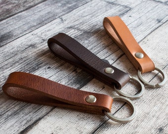 Leather Keychain Personalized, Keyfob gift for him, FULL GRAIN Leather Key Ring, Personalized | 100% HANDMADE