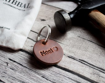 Llavero de cuero/dije de bolso con grabado, nombre, colgante de cuero, llavero, correa de cuero, regalo vintage para él, personalizable