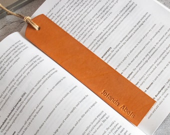 Marcapáginas de piel con grabado, piel de vacuno, marcapáginas para libros, material escolar y de oficina, regalos para lectores, 100% hechos a mano, piel auténtica