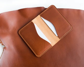 Leder Kreditkarten Etui | Kartenhalter geldbörse slim wallet | Visitenkarten Etui Leder Karteninhaber | cognac Braun unisex  100% HANDMADE