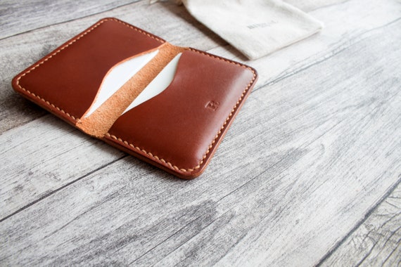 Leather Card Holder Slim Wallet Minimalist Card Sleeve | Etsy