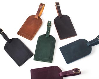 Etiqueta de equipaje de cuero personalizada con grabado: ideal como etiqueta de equipaje y etiqueta para nombre. ¡De alta calidad, hecha a mano, perfecta para regalar!