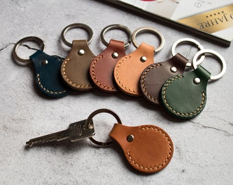 Elegante llavero de cuero con grabado, cuero curtido vegetal, regalo hecho a mano para hombre, mujer, novio, novia, colega, ¡banda de lujo!