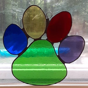 Stained Glass Paw Print - Etsy