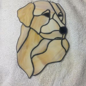 Stained glass retriever suncatcher