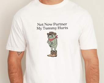 Not Now Partner My Tummy Hurts Shirt Men Unisex IBS Lactose Intolerant Frog Unhinged TShirt Gen Z Funny Dumb Weirdcore Comfort Colors Shirt