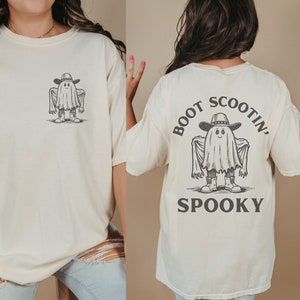 Boot Scootin Spooky Shirt Cowboy Ghost Wild West Halloween Shirt Vintage Western Ghost Trendy Halloween Shirt Fall Comfort Colors Shirt