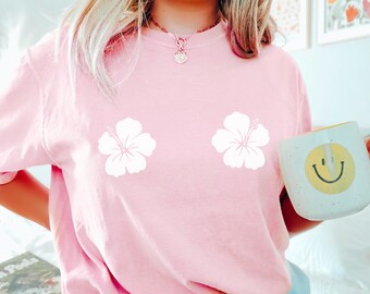 Hibiskus Shirt Ozean inspiriert Stil Mermaidcore Kleidung Kokosnuss Mädchen Kleidung Meerjungfrau Top Trendy Beachy Shirts Mermaid Kern Kawaii Kleidung