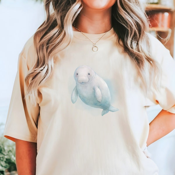 Watercolor Manatee Shirt Ocean Inspired Style Ocean Animal Coconut Girl Comfort Colors Ecology Mermaidcore Beachy Shirts