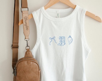 Coquette Coastal Cowgirl Tank Top Seashell Tank Meet Me At The Beach Coastal Grannddaughter Tank Cowgirl Shirt Ocean Inspired Tank for Her
