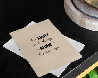 Her Light Will Always Shine Through You Card, Mothers Day Card For Loss, Mother Passing Card, Loss of Mother Sympathy Card