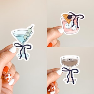 Coquette Bow Cocktail Stickers Espresso Martini Sticker Dirty Shirley Sticker Dirty Martini Sticker Fun Trendy Cocktail Bow Girly Stickers