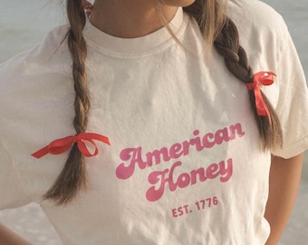American Honey Graphic Tee Comfort Colors Shirt 4th of July Shirt Patriotic USA TShirt for July 4th