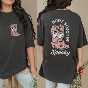 Boot Scootin Spooky Shirt Cowboy Ghost Wild West Halloween Shirt Vintage Western Ghost Trendy Halloween Shirt Spooky Comfort Colors Shirt