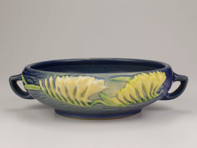 Roseville Pottery Freesia Bowl, Shape 464-6, Delft Blue - Etsy