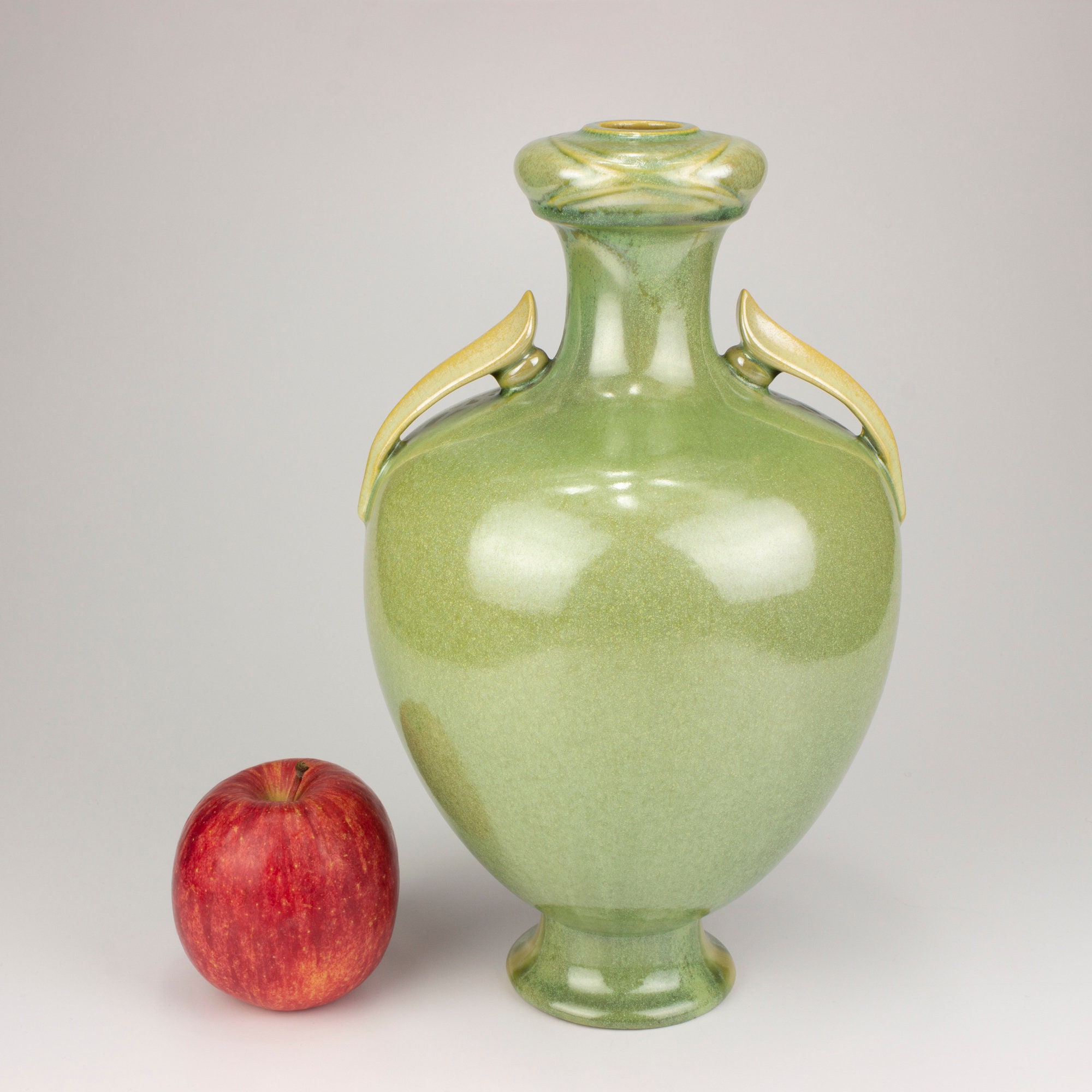 Roseville Pottery Orian Factory Lamp Base, Light Green Crystalline
